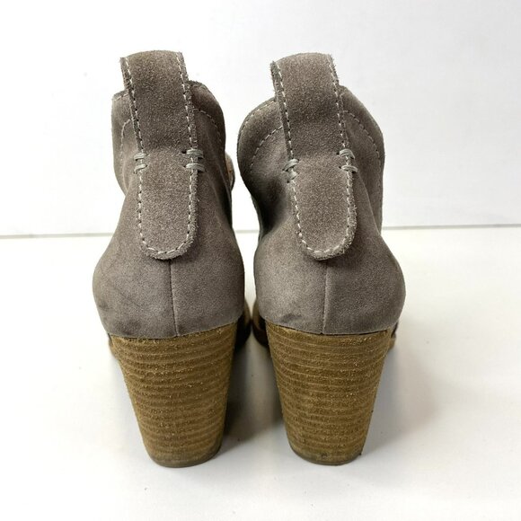 Jeffrey Campbell Ankle Booties Women Size 8 Suede Taupe Gray Boots Heel Pull On - Picture 5 of 9